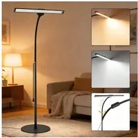 ZMH LED Stehlampe Leselampe Modern Dimmbar 178CM Metall mit Timer für Schlafzimmer Büro, dimmbar, LED fest integriert, 3000-6500k, schwarz