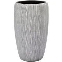 Flingora Bodenvase Paola, mit Einsatz - Indoor & Outdoor - Rillenstruktur Grauweiß - Höhe 51 cm