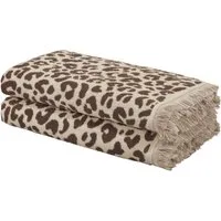 OTTO home Strandtuch Tiffani, Leopardenmuster, Premium Strandtücher 2-tlg, 500 gr/m², Frottier (2-St), 90x180 cm, Animal Print, Leo, modern, Urlaub, mit Fransen