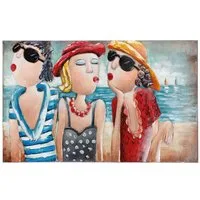 GILDE Bild NIZZA Bild - mehrfarbig - Metall - H. 50cm x B. 80cm - 3 Damen am Meer, (1xBild), Dekoration - Wohnzimmer Bilder - Wandbild Modern