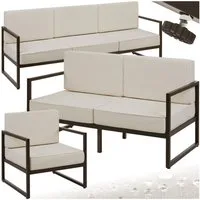 tectake Essgruppe Garten-Loungeset, (Set., 3-tlg), Pulverbeschichtete Stahlgestelle für maximale Stabilität