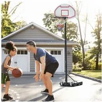 HOMCOM Basketballständer Basketballkorb mit Rollen Standfuß mit Wasser PE + Stahl Schwarz (set, 1-St., Basketballkorb), Schwarz 73L x 49B x 194-249H cm