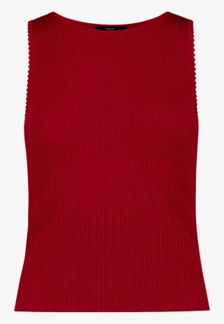 zero - Ärmelloses Rippstrick-Top mit U-Boot-Ausschnitt rot - Gr. - 40