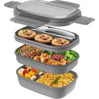 Mutig Lunchbox 1900ML, Mittagessenbox für Erwachsene, Brotdose für Kinder mit Fächern, (Brotzeitbox mit Besteck,Mittagessenbox für die Arbeit,Mikrowelle., Erwachsene Bento Box 3 Schichten Reisen Brotzeitbox with Cutlery), Spülmaschine Kunststoff BPA-