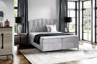 Boxspringbett Schlafzimmerbett SELIM 160x200cm in Stoff Touch Me Grau