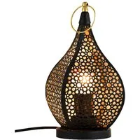 Marrakesch Orient & Mediterran Interior Nachttischlampe Orientalische Tischlampe Bamako modern aus Metall in Schwarz 27 cm, Handarbeit