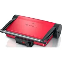 BOSCH Kontaktgrill TCG4104, 3-in1-Kontaktgrill, Temperaturregler, Fettablaufrinne, rot, 2000 W, herausnehmbare Aluminium-Grillplatten, einfache Reinigung, kompakt