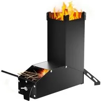 FIVMEN Feuerschale Camping Raketenofen für Dutch Oven Edelstahl Campingkocher, Rocket Stove Tragetasche Holzofen Mit Tasche Survival Stove
