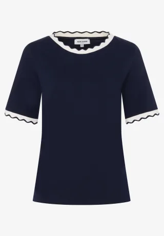 MORE & MORE - T-Shirt mit Wellenkante blau - Gr. - 38