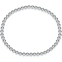 Materia Armband Damen Silber Kugelarmband elastisch SA-129, 925 Sterling Silber