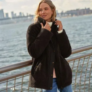 Gefütterte Teddyjacke für Damen in Petite-Größe, Damen, size: petite, Braun, Polyester, by Lands' End