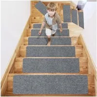CALIYO Stufenmatte 15-Tlg Stufenmatten Rechteckig 76x20cm Trittfläche Stufenschoner, Treppenschutz in 3 Farben, Höhe: 12 mm, Velours-Oberfläche