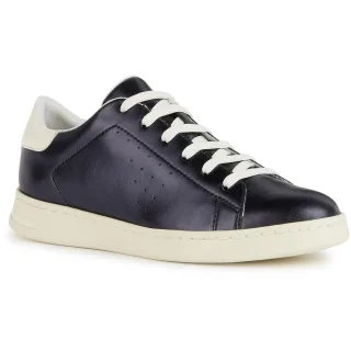 Geox D Jaysen B Leder Damen Dunkle Jeans/Optik Weiß Turnschuhe
