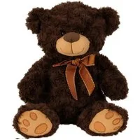 mucHome Plüschfigur Plüsch Teddybär, 26 cm Höhe, Dunkelbraun, Kuscheltiere mit Schleife