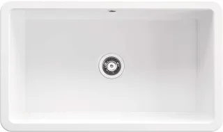 Neuesbad 1-Becken Keramikspüle ohne Abtropffläche, Weiß, 810X480X215 mit Zubehör NB1DEZCU610D1