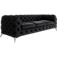 S-Style Möbel Chesterfield-Sofa Kalina, 3-Sitzer mit silbernen Metall Füßen, mit Wellenfederung