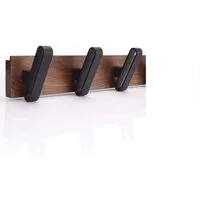 TECBULL Garderobenhaken TECBULL® Wandgarderobe Holz Deluxe, Garderobenleiste, Hakenleiste (1 St), montiert mit 3 oder 5 Aluminium Metall Haken in matt schwarz