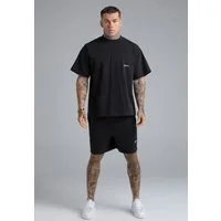 Siksilk Sweatanzug SikSilk Herren Schwarz T-Shirt and Shorts Set