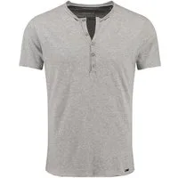 Key Largo Henleyshirt Lemonade vintage Look uni Basic MT00122 mit Knopfleiste unifarben kurzarm slim fit