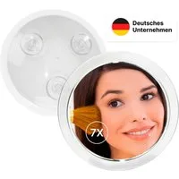 Fantasia Beauty Badspiegel Spiegel mit 3 Saugnäpfen, Kunststoff mit Silberring, 7-fach-Verg. (1-St), 7-fach Vergrösserung, 3 Saugnäpfe