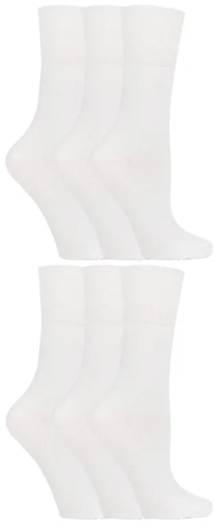 Gentle Grip - 6 Paar Damen-Diabetiker-Socken mit Honigkamm-Oberteil und handgekettelten Zehennähten - Weiß