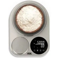 ADE Küchenwaage digital mit 2 Wiegeflächen 5kg/1g & 500g/0,1g, milligrammgenaue Waage für das Backen von Brot, Pizza, AAA Batterien