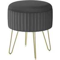 Woltu Sitzhocker (1 St), mit Stauraum, Polsterhocker, Kleiner Hocker rund, Metallbeinen