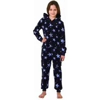 Normann Pyjama Mädchen Jumpsuit Overall Schlafanzug langarm in Sterne Optik