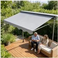 Ferghana Klemmmarkise Klemmmarkise Ohne Bohren, Balkonmarkise Höhenverstellbar (Sonnenschutz Wasserdicht UV-beständig, Sonnenmarkise für Terrasse Balkon Garten) Sichtschutz Markise