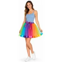 Das Kostümland Kostüm Regenbogen Rainbow Petticoat Rock für Damen - Bunt