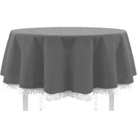 EXKLUSIV HEIMTEXTIL Gartentischdecke Gartentischdecke mit Fransen Tischdecke Classic, rund