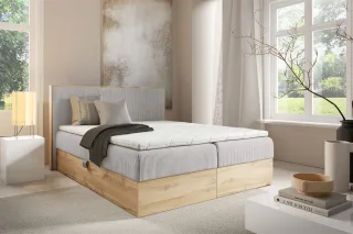 Boxspringbett Schlafzimmerbett ROLAND PREMIUM 120x200cm in Stoff Lincoln Hell...