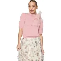 Zero Kurzarmshirt Damen mit Schleife (1-tlg) drapiert / gerafft