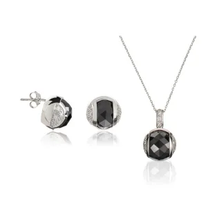 Orphelia Damen 925 Sterling Silber Set: Kettenanhänger + Ohrringe - Silber SET-5912