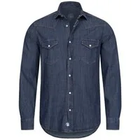 Gelverie Jeanshemd Herren Jeanshemd Dunkelblau GH-102