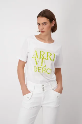 monari - T Shirt mit Pailletten Schrift weiß - Gr. - 42