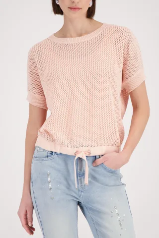 monari - Ajour-Strickpullover mit Strasssteinen summer peach - Gr. - 38