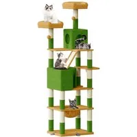 Dogat Kratzbaum Kratzbaum, Katzenbaum für große Katzen, mit Kletterturm 208cm, mehrstöckiger Katzenbaum, 208cm Höhe, XXL, mit Höhlen und Liegemulden