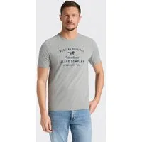 MUSTANG Rundhalsshirt Alex Logoprint uni normale Passform, Kurzarm-Design