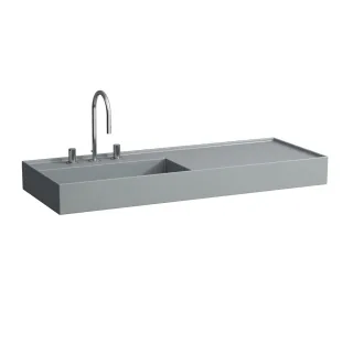 LAUFEN Waschtisch Kartell · LAUFEN 460x1200x150, 3 Hahnlöcher, ohne Überlauf, Ablage rechts, graphi H8133327581581