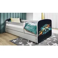Raumhirsch Furniture Kinderbett 70x140, 80x160, 80x180 cm - Komplettset mit Matratze & Schublade (Bett für Jungs, Einzelbett für Kinder 2–12 Jahre mit Rausfallschutz), verschiedene Farben & Designs