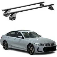 OMAC Dachträger Menabo Stahl Gepäckträger für BMW 3er G20 2018-2025 Schwarz 2x (2-St), Wasserbeständig,Abnehmbar,Multifunktional,Leichtgewichtig