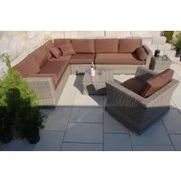 Ragnarök Möbel-Design Gartenlounge-Set Lounge Set Wotan, (Set, Ecksofa, Alu, Polyrattan), Ecksofa bestehend aus 4 einzelenen Elementen
