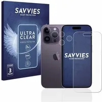 Savvies Displayschutzfolie Schutzfolie für Apple iPhone 14 Pro (Display+Kamera), 6 Stück, Displayschutz Schutz Folie Klar Transparent