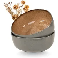 Moritz & Moritz Servierschale ORGANIC Servierschale 2er - Beige, Steinzeug, (Set, 2-tlg), Spülmaschinengeeignet