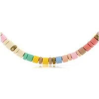 Made by Nami Perlenkette Damen Halskette bunt Naturstein verstellbar wasserfest hypoallergen, aus Naturstein – Boho-Stil – Sommerlich – mit Verlängerung