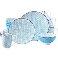 CreaTable Kombiservice Mediterran, Service 16-tlg. (16-tlg), 4 Personen, Steinzeug, Mediterraner Flair, Traditionell keramische Motive