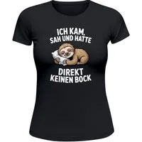 MoonWorks Print-Shirt Damen T-Shirt Faultier Spruch Ich kam sah und hatte direkt kein Bock mit Print