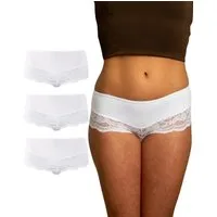 Benonetti Hipster Damen 3er Pack aus Baumwolle mit nahtloser Spitze (3er Set, 3er-Pack) Besondere Spitzen am Beinabschnitt