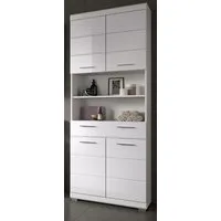 Inn.Furn Hochschrank Shawn (Badschrank in weiß Hochglanz, 4-türig, 74 x 191 cm) mit viel Stauraum